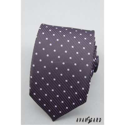 Bodkovaná fialová kravata lila bodky