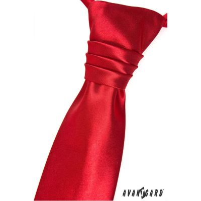 Červená francúzska kravata pre chlapcov + vreckovka