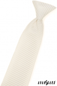 Vzorovaná chlapčenská kravata smotanovej farby 44 cm