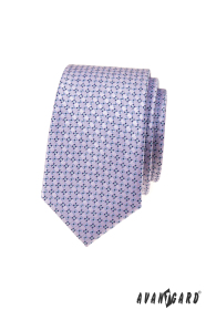 Úzka kravata s lila vzorom