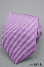 Fialová kravata strieborne štvorčeky