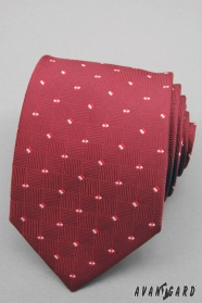 Červená pánska kravata s malými štvorčeky