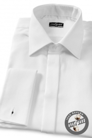 Pánska košeľa SLIM - krytá léga, manžetové gombíky - Biela