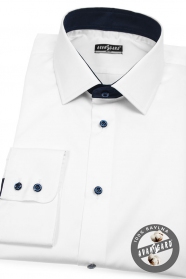 Biela pánska košeľa SLIM s modrými doplnkami