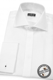 Pánska košeľa SLIM krytá léga, biela 100% bavlna