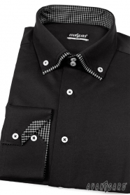 Pánska košeľa SLIM čierna vnútri kockovaná