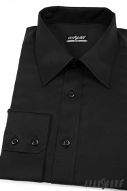 Pánska košeľa SLIM čierna hladká bavlna