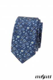 Slim kravata s modro-žltým vzorom