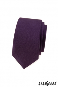 Fialová slim kravata s matným povrchom