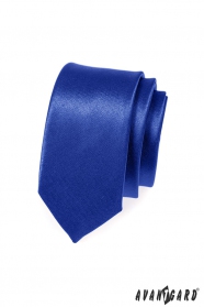Pánska kravata SLIM - Modrá s leskom