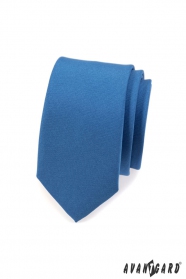 Úzka jednofarebná kravata SLIM - Modrá mat