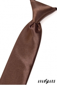 Chlapčenská kravata hnedá lesk