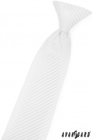 Biela chlapčenská kravata s lesklým prúžkom