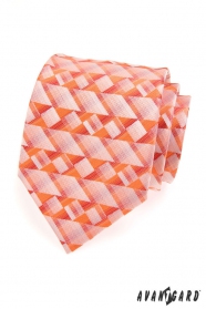 Pánska kravata oranžová geometrické tvary