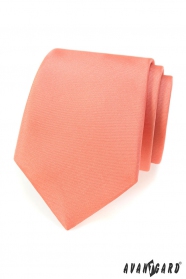 Jednofarebná kravata matné lososovej farby