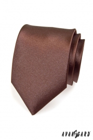 Hnedá hladká kravata pre mužov