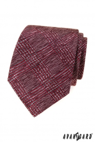 Pánska kravata s červeno-šedý vzorom