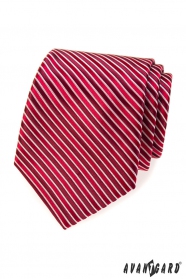 Červená kravata s bordó prúžkami