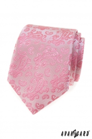 Ružová kravata so vzorom Paisley