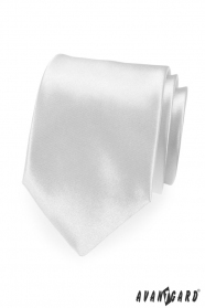 Biela pánska kravata hodvábny lesk