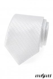 Slávnostna biela kravata so striebornou niťou