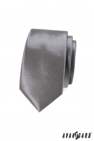 Pánska kravata SLIM grafitová jednofarebná