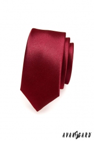 Hladká úzka bordová kravata SLIM