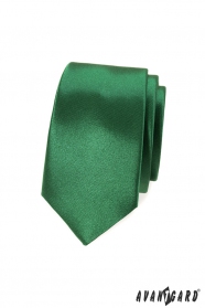 Slim kravata lesklom odtieni zelenej