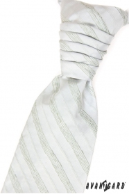 Francúzska kravata s vreckovkou zelené prúžky