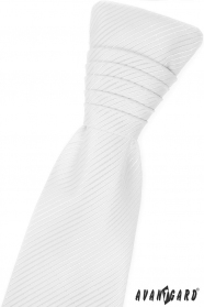 Biela francúzska kravata s lesklými prúžkami