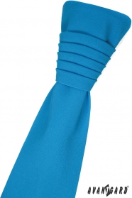 Tyrkysová francúzska kravata s vreckovkou