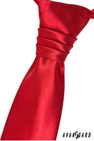 Červená francúzska kravata pre chlapcov + vreckovka