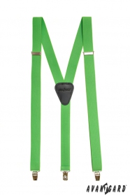 Zelené traky Y s koženým stredom zapínaním na klipy