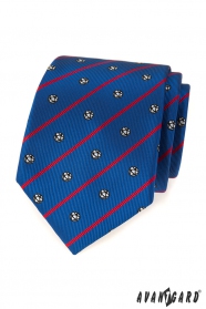 Modrá kravata futbal s červeným pruhom