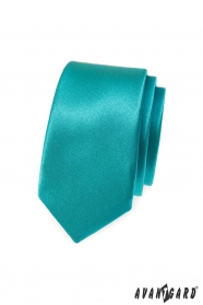 Úzka slim kravata tyrkysovej farby