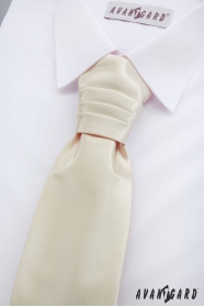 Francúzska chlapčenská kravata s vreckovkou v krémovej