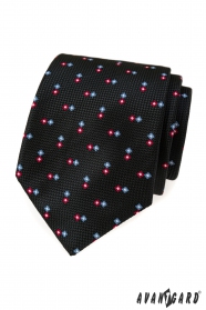 Čierna štruktúrovaná kravata so vzorom