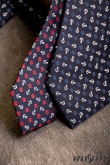 Tmavomodrá kravata s kotvami - šírka 7,5 cm