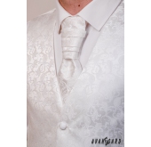 Smetanová svadobná vesta a francúzska kravata s jemným vzorom - 66