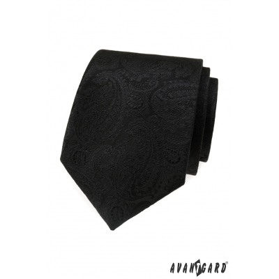 Čierna kravata s paisley motívom