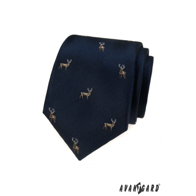 Modrá kravata vzor Jeleň