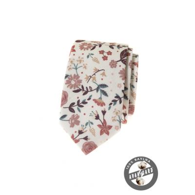 Bavlnená kravata s farebnými kvetmi