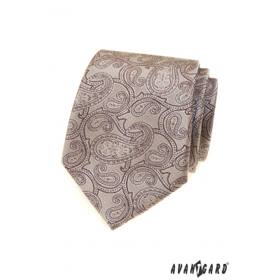 Béžová kravata s paisley motívom