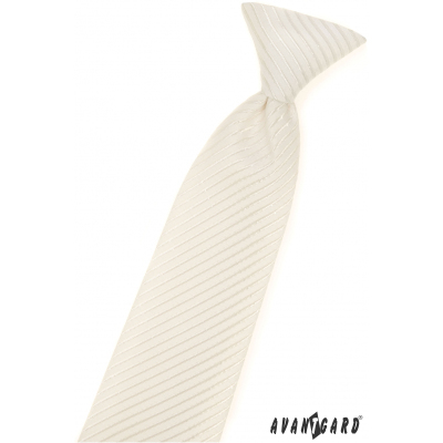 Vzorovaná chlapčenská kravata smotanovej farby 44 cm