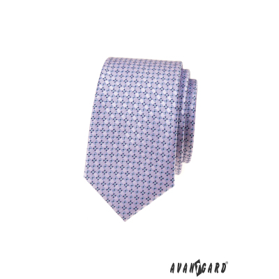 Úzka kravata s lila vzorom