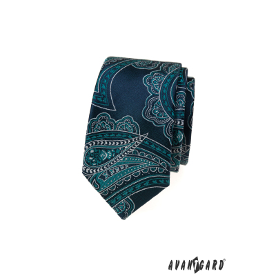 Modrá kravata s paisley vzorom