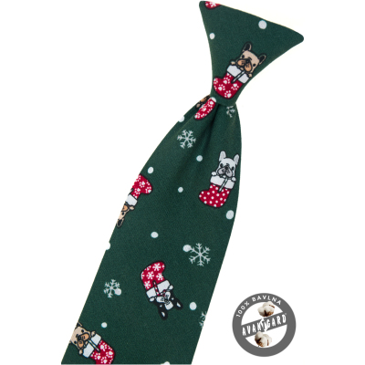 Zelená kravata 31 cm s vianočným motívom