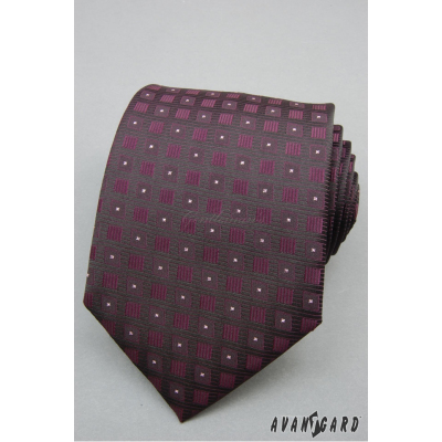 Fialová kravata štvorčekový vzor