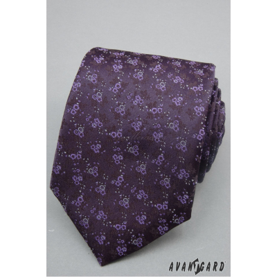 Tmavo fialová kravata jemné květy