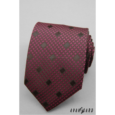 Kockovaná bordová kravata